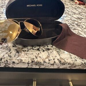 Michael Kors Gold-Tinted Aviator Sunglasses